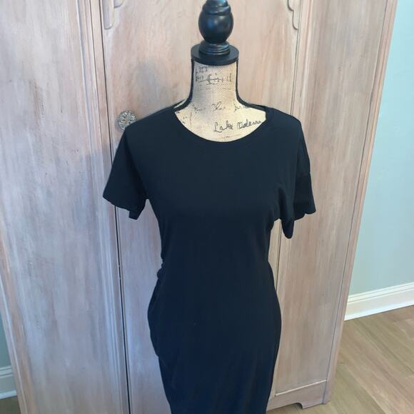 NWT Anthropologie Sundry Side Shirred Jersey Midi Dress black basic midi dress L - Picture 12 of 15